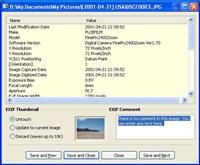 cam2pc is able to display the EXIF metadata embedded in digital pictures.