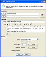 cam2pc allows you to send your favorite pictures by mail to your family and friends.